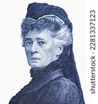 Veiled bust of the Austrian-Bohemian pacifist and novelist Bertha, Baroness of Suttner, first Austrian laureate of the Nobel Prize in 1905. Portrait from Australia 1000 Schilling 1966 Banknotes.