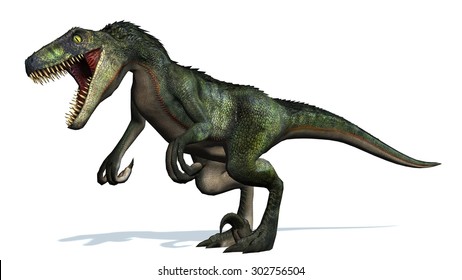velociraptor dinosaur attack - isolated on white background
