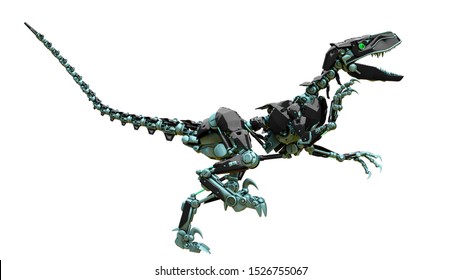 Velociraptor Robot Running, 3d Illustration