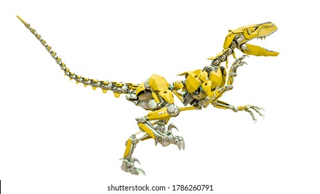 Velociraptor Robot Running, 3d Illustration