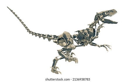 Velociraptor Robot Running, 3d Illustration