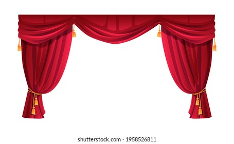 Velvet Red Curtain Isolated Stage Decor Stock Illustration 1958526811 ...
