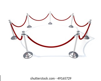 Velvet Rope With Silver Brass Arranged In Circle Shape - 3d Render