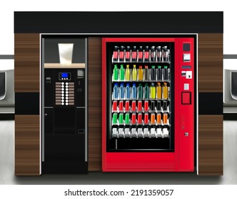 Vending Machine But At Airport. Mockup 3D Illustration Is Suitable For Presenting New Packagings, Product, Promo Presentations.