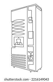 Vending machine for making coffee and hot drinks. Continuous line drawing illustration.