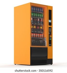 Vending Machine On White Background. 3d Render