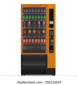 Vending Machine On White Background. 3d Render