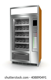 Vending Machine On White Background. 3d Render