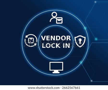 vendor lock in tech concept.A situation in which a customer is dependent on a single vendor for products or services, making it difficult or costly to switch to another provider.