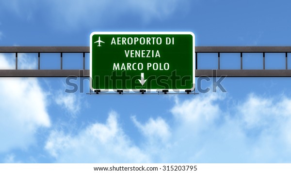 Venezia\
Italy Airport Highway Road Sign 3D\
Illustration