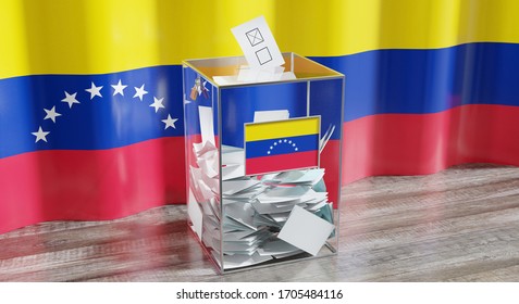 Venezuela - Ballot Box - Voting, Election Concept - 3D Illustration