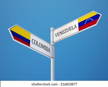 Venezuela Colombia High Resolution Sign Flags Concept