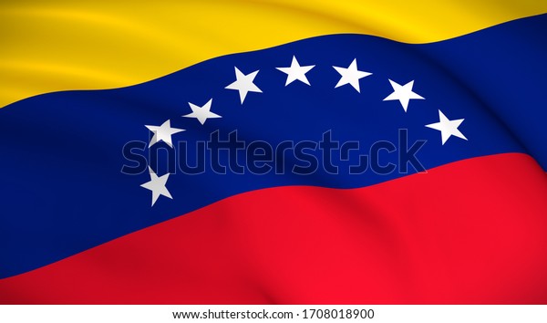 Venezuela National\
Flag (Venezuelan flag) - Waving background illustration. Highly\
detailed realistic 3D\
rendering