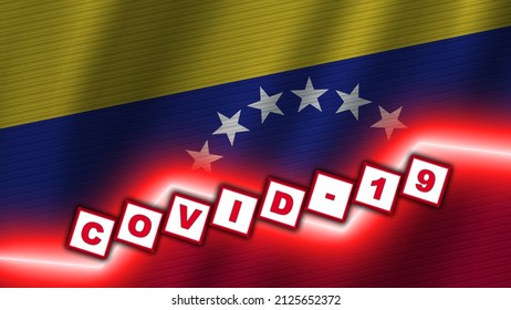 Venezuela Wavy Fabric Flag, Covid-19 Coronavirus Title, 3D Illustration