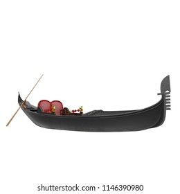 Venice Luxury Gondola Boat On White. 3D Illustration