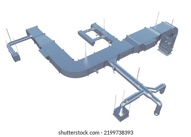 ventilation system element isolated white above view  3d rendering