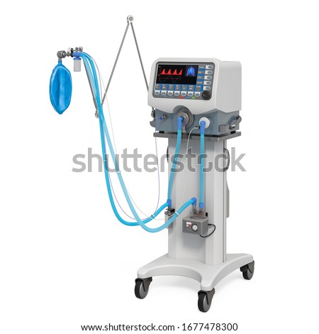Ventilator for artificial ventilation, 3D rendering isolated on white background