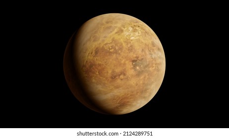 Venus, second planet from the Sun. Black background 3d rendering illustration. Image shows atmosphere and lava terrain. Elements of this image furnished by NASA.