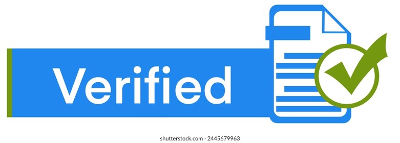 Verified concept image with text and file symbol with tick mark symbol.