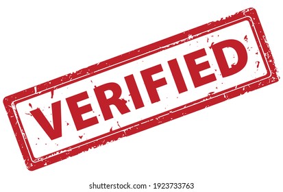 Verified stamp. Verified red rectangular rubber stamp icon isolated on white background. Verified label.
