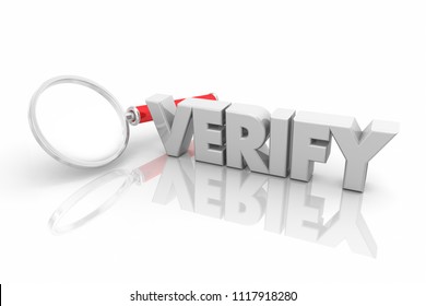 Verify Magnifying Glass Check Facts Research 3d Render Illustration