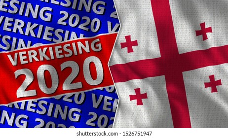 Verkiesing 2020 Title And Georgia Flag - 3D Illustration Translation: Election 2020