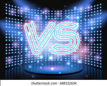 Versus neon logo live stage on background with lightbulb glowing wall.  - Powered by Shutterstock