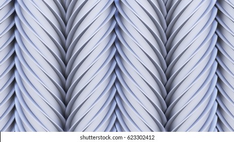 Vertical array of interlocking, unmarked worm gears. The lighting features a soft blue tint. This image is a 3d render.
