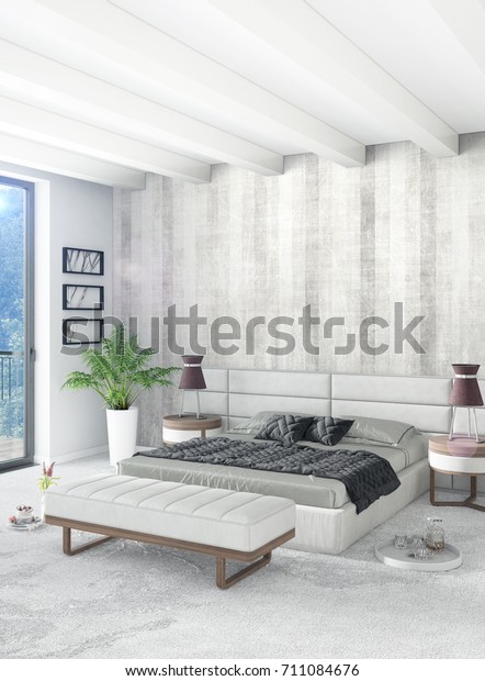 Vertical Bedroom Minimal Loft Style Interior