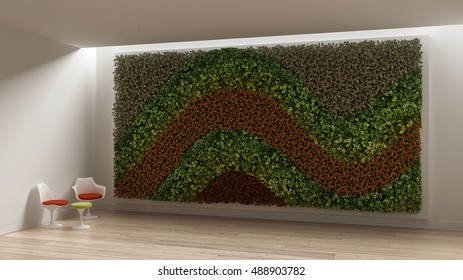 Vertical Garden, Interior Design, 3d Illustration