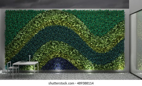 Vertical Garden, Interior Design, 3d Illustration