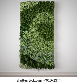 Vertical Garden, Interior Design, 3D Illustration