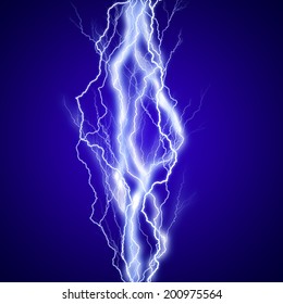 Vertical Lightenings Effect Background In Blue Sky