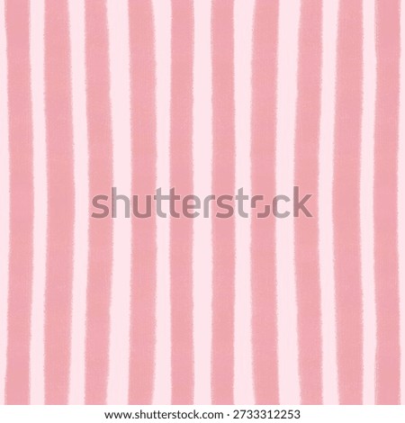 Vertical light-pink stripes of uneven width against light-rose backdrop; abstract seamless pattern hand-drawn with textured chalk brush for beauty, feminine, love, spring, soft designs, greeting cards