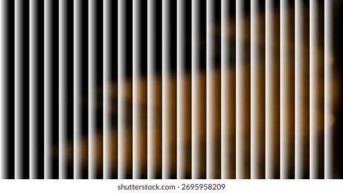 Vertical lines create an abstract pattern, partially obscuring and revealing a soft, human-like form within the light and shadow.