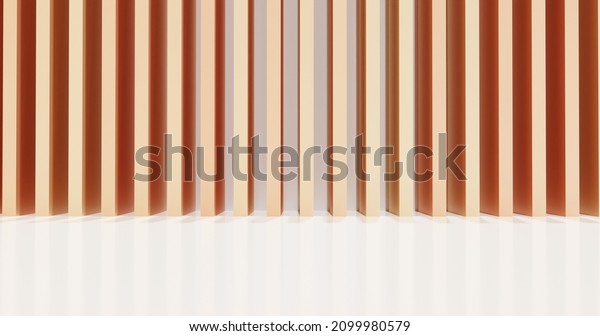Vertical pattern orange gold modern wall. 3d rendering.