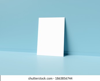 Vertical Poster or Business Card Mockup on Minimalist Modern Background. 3D render. - Powered by Shutterstock