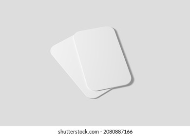 Vertical Round Corner Business Card White Blank 3D Rendering Mockup