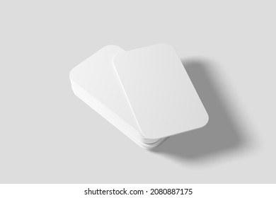 Vertical Round Corner Business Card White Blank 3D Rendering Mockup