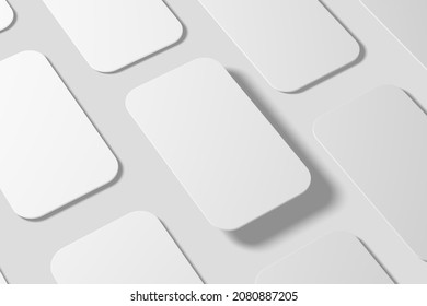 Vertical Round Corner Business Card White Blank 3D Rendering Mockup