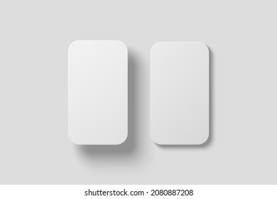 Vertical Round Corner Business Card White Blank 3D Rendering Mockup