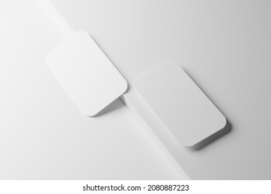 Vertical Round Corner Business Card White Blank 3D Rendering Mockup