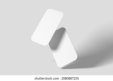 Vertical Round Corner Business Card White Blank 3D Rendering Mockup