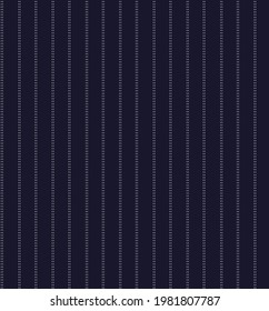 Vertical Running Stitch Lines Of Pattern. Design White Lines On Indigo Blue Background.Running Stitch, Vertical Stripe Pattern