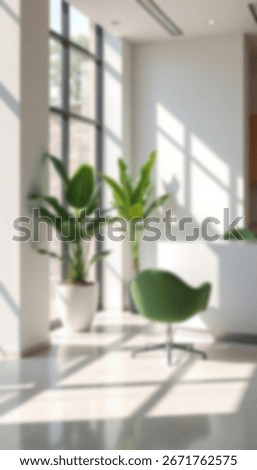 Vertical soft focus cozy office room background with natural lighting and clean interior design. Perfect for corporate templates, business visuals, copy space. Bright, spacious and professional scene