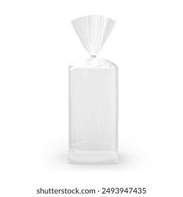 Vertical transparent bag for bread package mockup. illustration isolated on white background ready and simple to use for your design. Mockup 3d illustration, 3d rendering