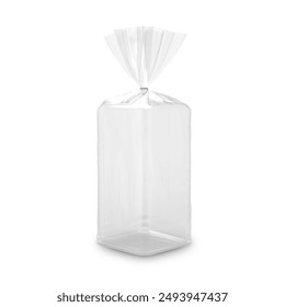 Vertical transparent bag for bread package mockup. illustration isolated on white background ready and simple to use for your design. Mockup 3d illustration, 3d rendering