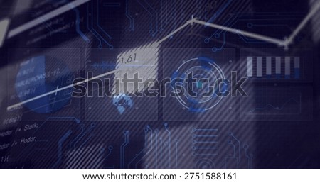 Vertical video: Receiving live data, translucent HUD updating on monitor, showing rising line 1.61. Dashboard, interface, business, futuristic, glassy, tech, studio