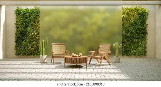 Vertical Wall Garden In Interior Design, 3d Render