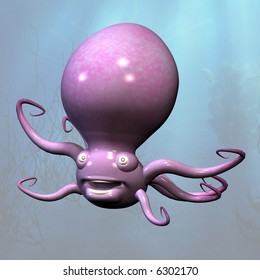 Very Cute Tentacle Monster Under Sea Stock Illustration 6539182